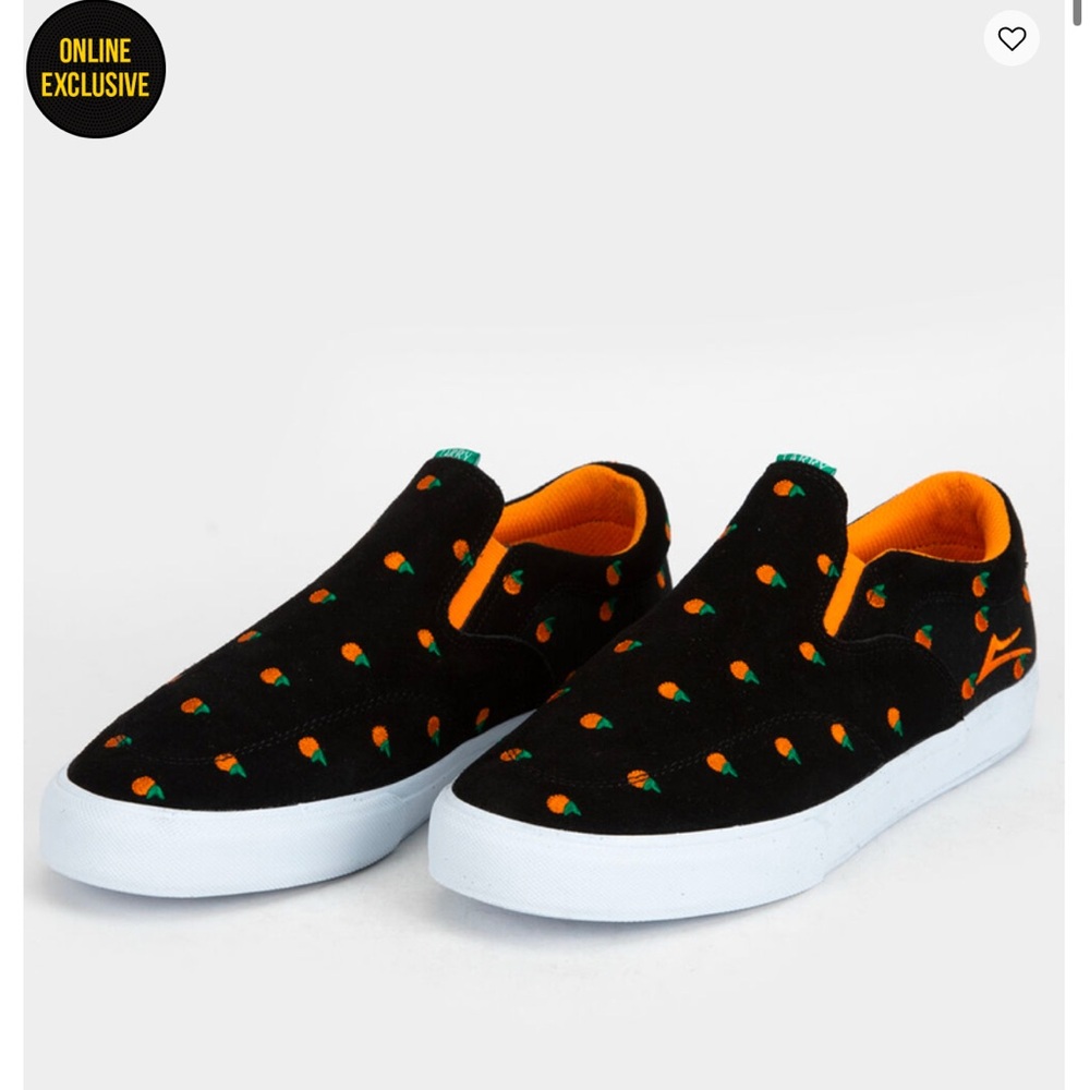 Men’s Lakai x Larry June Owen VLK Black and Orange Slip-On Shoes Size 10